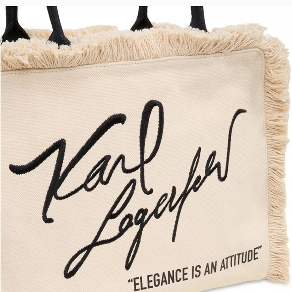 🖤🔹️Karl LAGERFELD🔹️ Tote beige “elegance is an attitude” NWOT - Picture 5 of 5